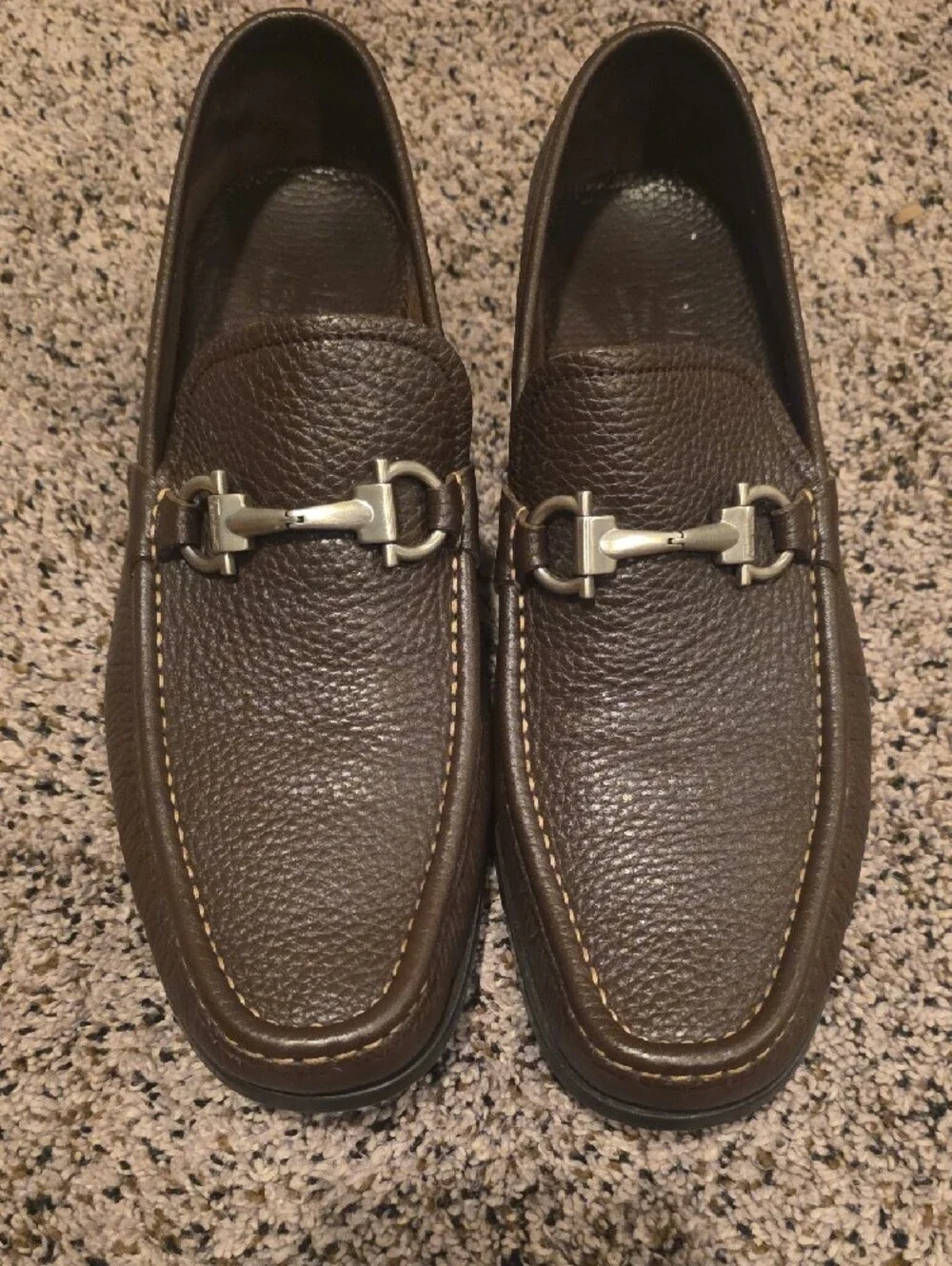 Salvatore Ferragamo Hickory Brown Gancini Bit Leather Loafers